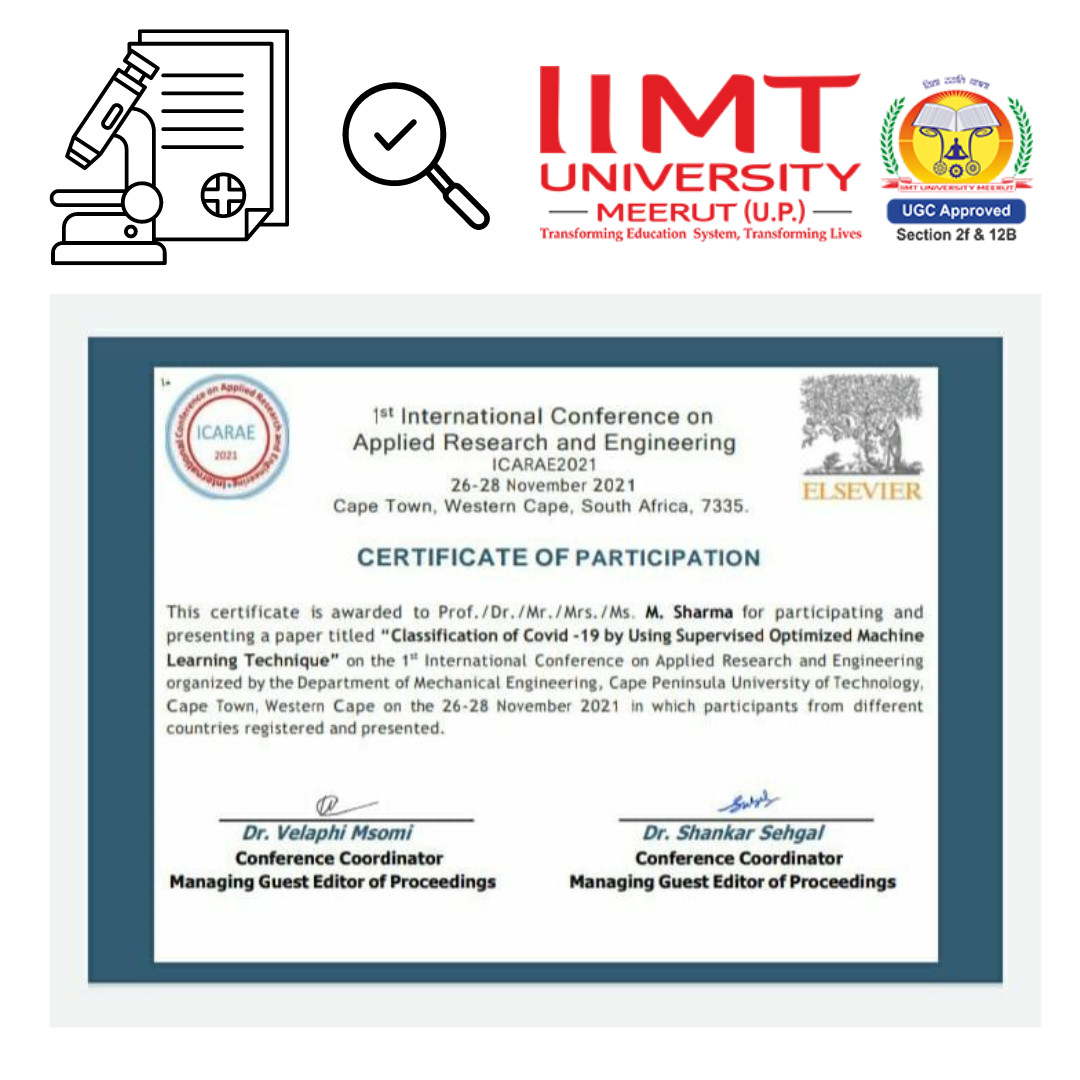 Deputy Dean, School of Life Science and Technology - IIMT University, presented a paper in International Conference on Applied Research and Engineering