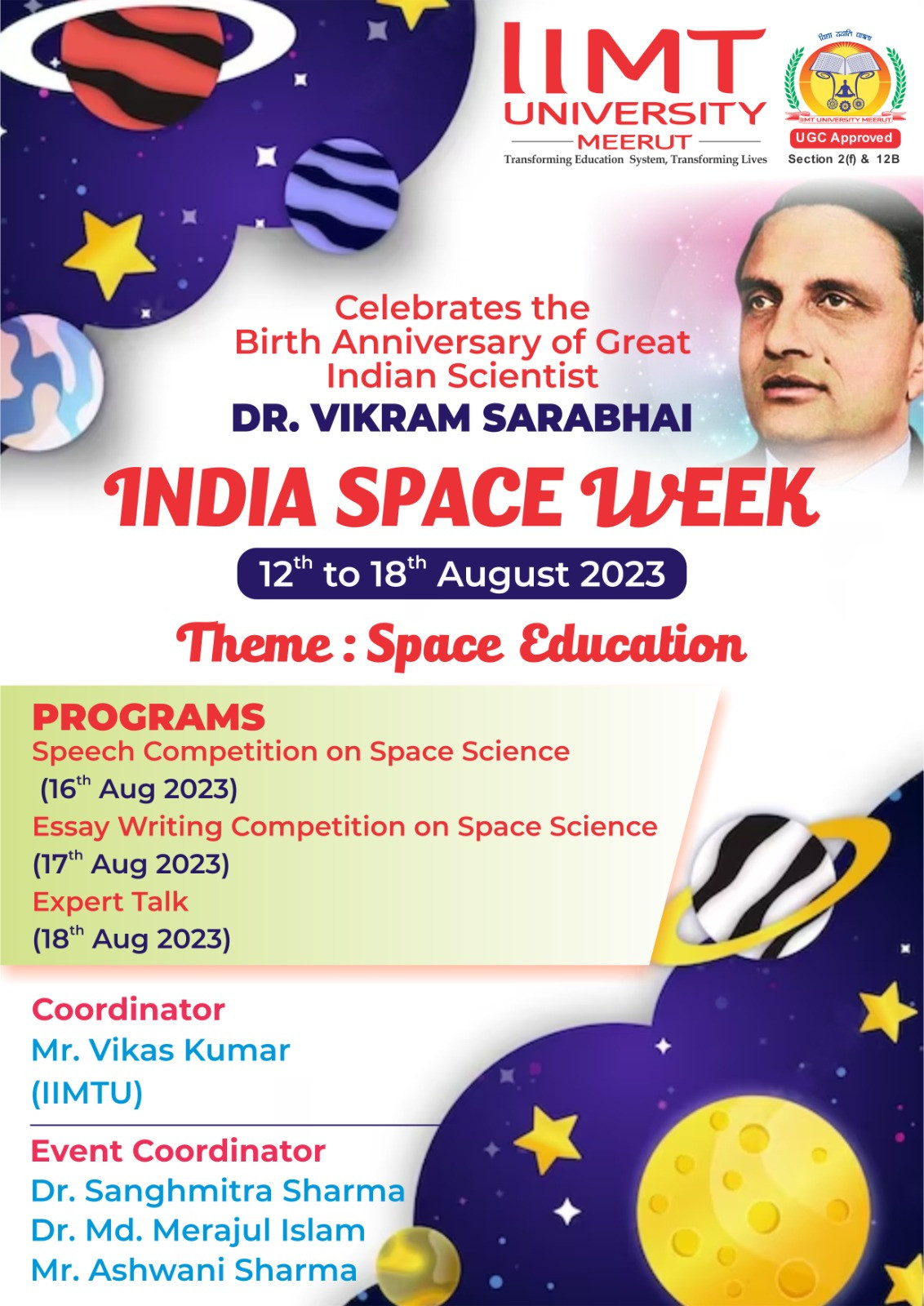 Celebration of Space Week 2023 at IIMT University, Meerut
