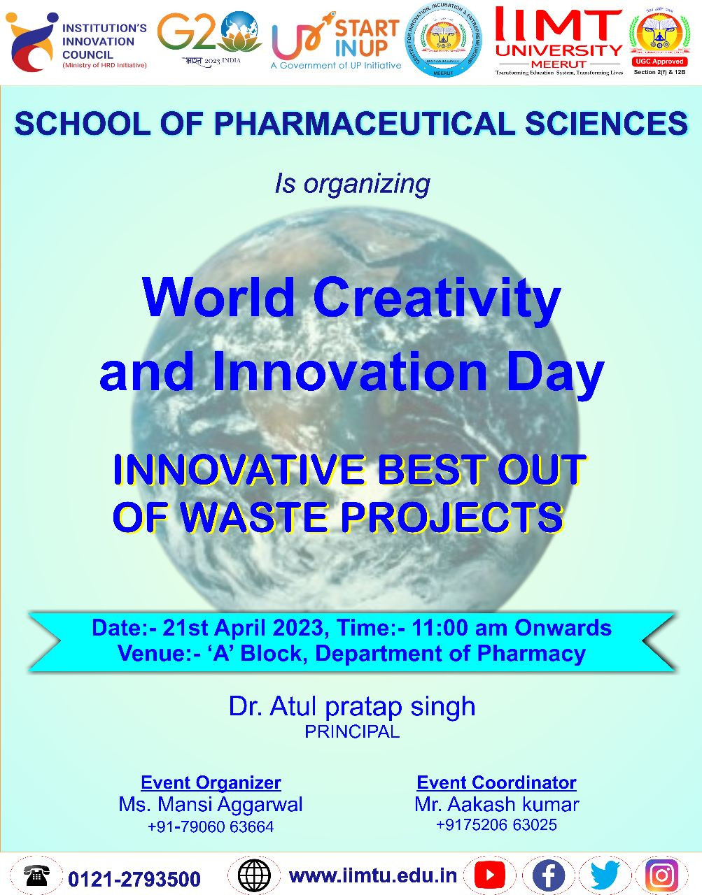 INNOVATIVE BEST OUT OF WASTE PROJECTS ON “WORLD INNOVATION AND CREATIVITY  DAY”