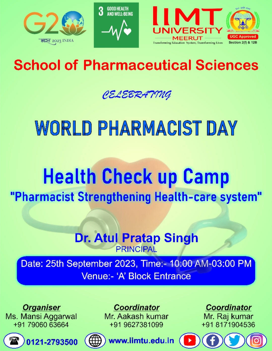 IIMT University Health Check-up Camp: Commemorating World Pharmacist Day 2023